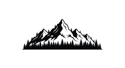 Mountain range with forest and wildlife a striking black silhouette © Jewel