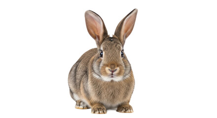 Fototapeta premium Adorable brown rabbit with long ears sitting and looking at the camera.