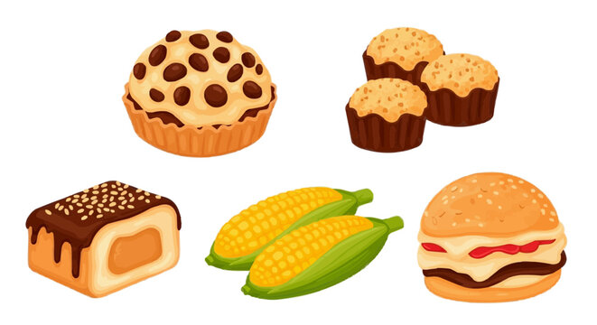 A selection of traditional Brazilian snacks and corn