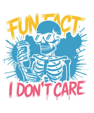 Cool Skeleton with Sunglasses and Coffee &ndash; Trendy Funny Illustration