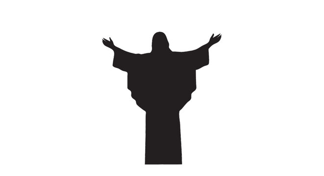 silhueta de jesus cristo isolado em fundo branco conceito fe e espiritualidade