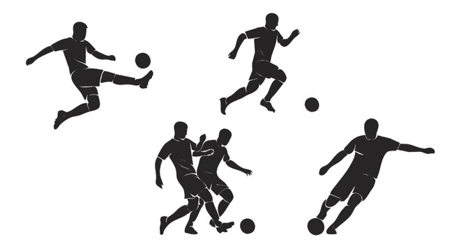 set de icones de jogador de futebol em diferentes poses isolado em fundo branco conceito esportivo