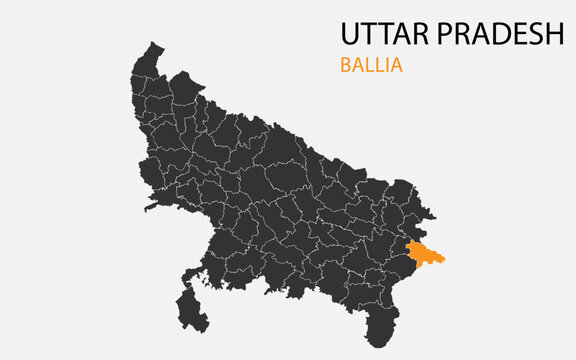 Uttar Pradesh png map with districts, Indian state Uttar Pradesh district map, Uttar Pradesh Ballia