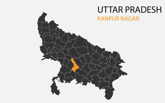 Uttar Pradesh png map with districts, Indian state Uttar Pradesh district map, Uttar Pradesh Kanpur Nagar
