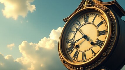 Fototapeta premium A close-up view of a large clock with Roman numerals on the face