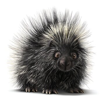 Close-up of a Porcupine's Face with Quills animal rodent