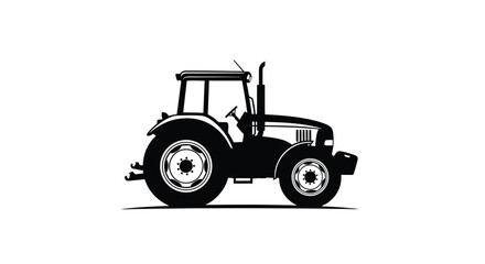 Black tractor design side view detailed illustration with bold outlines silhouette © Digonto