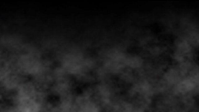 Moving white fog on black background. Slow motion of smoke overlay. White fog cloud motion graphic on dark background. smoke in white color, mist. 4k seamless looping video