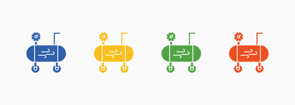 Pneumatics Icon Set Color Multiple Style Collection Element For Design