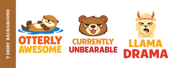 Funny otter and bear with text otterly awesome and currently unbearable. © jubayer95