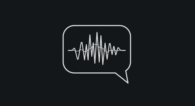 Sound wave in speech bubble icon.