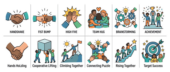 Fototapeta premium Illustrations of teamwork, collaboration, and success concepts for business and personal growth and achievement.