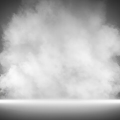 Fototapeta premium Heavy, dense atmospheric white mist and gray fog covers the entire frame, creating a vast, featureless, empty, isolated blank background space, thick, dense, boundary