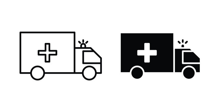 Ambulance icon vector illustration logo design in clipart and strokes