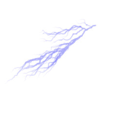 Fototapeta premium Blue electric lightning bolt crackling across the sky isolated on transparent background