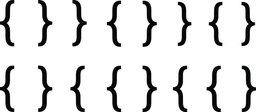 Curly braces grid collection, empty bracket symbols for programming mathematics grouping, abstract design concept illustration vector set