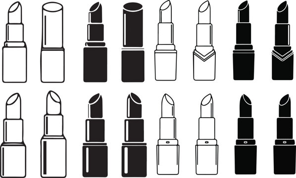 Lipstick illustrations one outlined and one filled side by side