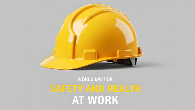 Yellow hard hat for workplace safety and health awareness concept