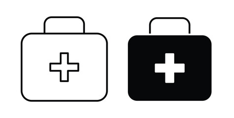 Obraz premium First aid kit icon vector illustration logo design in clipart and strokes