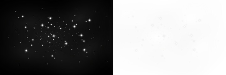 Sparkling white glitter stars and glowing light particles overlay for dark night sky fantasy background on transparent png © SharminAkter