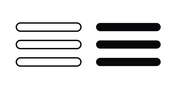 Hamburger menu icon vector illustration logo design in clipart and strokes