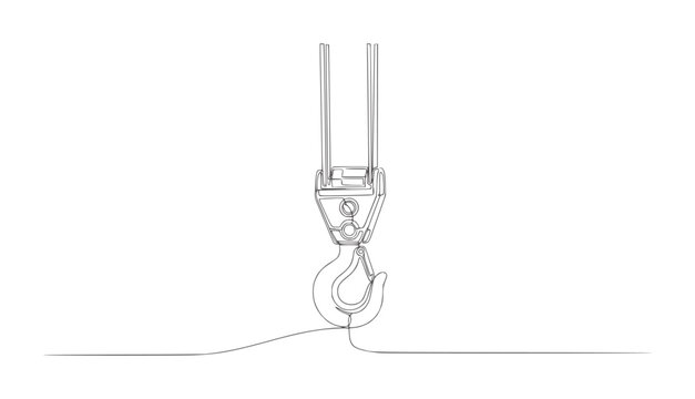 Single line of a heavy duty crane hook and rigging industrial