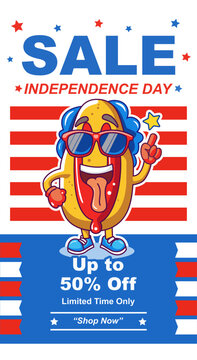 A patriotic 4th of July sale banner featuring bold typography, stars, and red blue accents with limited time offer text. Perfect for Independence Day promotions, ads, and marketing designs.