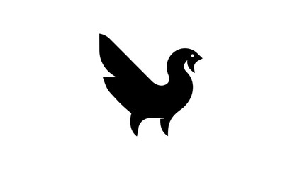 Obraz premium Minimalist goose silhouette logo, abstract standing bird vector icon, black gander shape