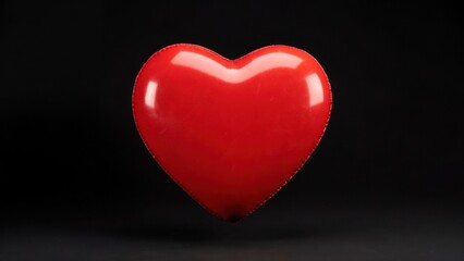Obraz premium Red heart shape floating against black studio background