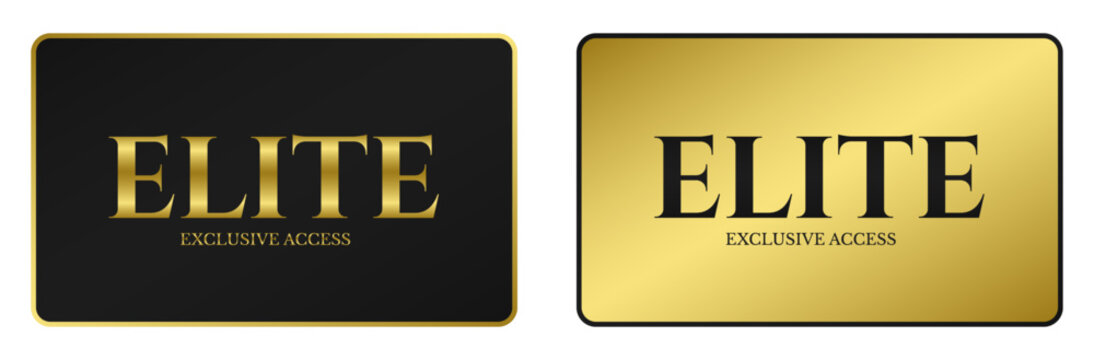 Elite exclusive access cards in gold and black for luxury vip membership