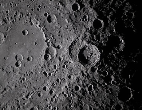 High definition lunar surface topography with detailed impact craters.