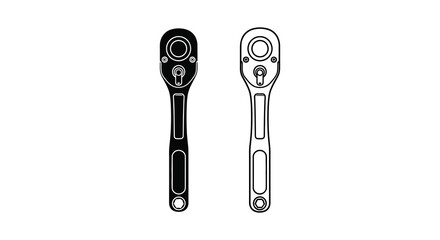 Two ratchets depicted in contrasting views a striking black silhouette © MdAbulBasher