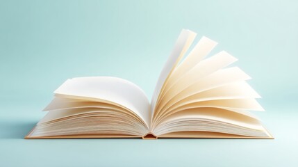 Fototapeta premium Open Book on Soft Background with Pages Fanning Out, Soft Lighting, Focused