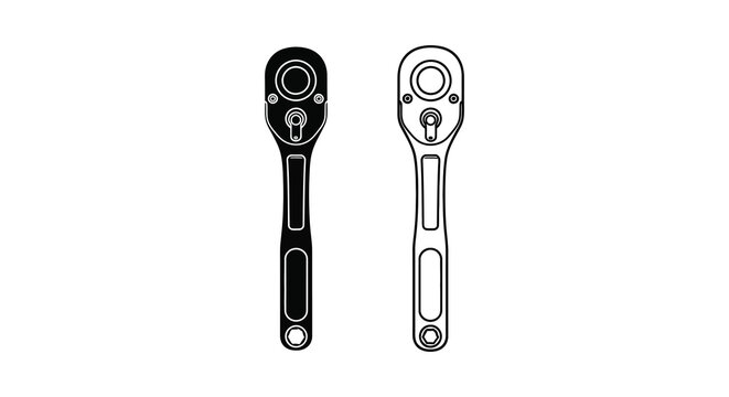 Two ratchets depicted in contrasting views a striking black silhouette