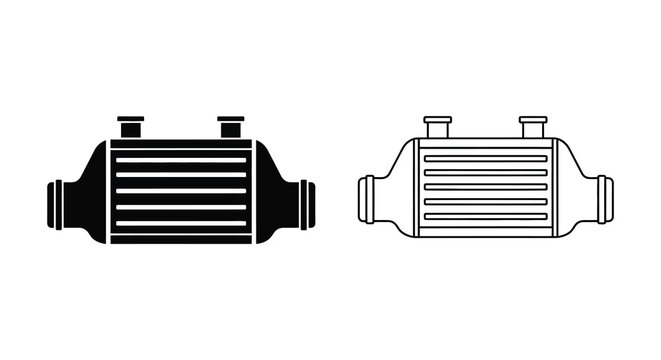 Two intercooler illustrations in black and white a striking silhouette