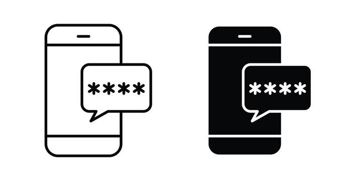 OPT sms password icon vector illustration logo design in clipart and strokes