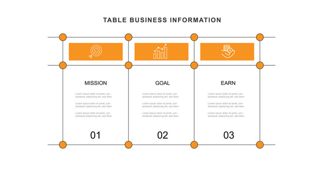 Infographic template design vector with 3 step chart format or option. Template business with lines box or square style can be filled with text, number, icons for presentation, workflow