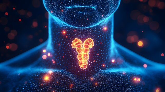 Advanced anatomy render showing thyroid gland in human throat picture