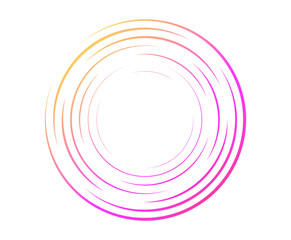 Fototapeta premium Bright gradient circular lines forming energy burst effect. Dynamic radial vector element for technology and innovation concepts