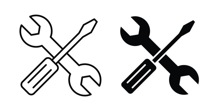 Repair tools icon vector illustration logo design in clipart and strokes