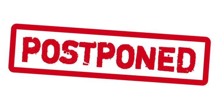 Postponed Stamp &ndash; Red Grunge Rubber Label for Delayed Status, Rescheduled Notice, Pending Action and Business Workflow