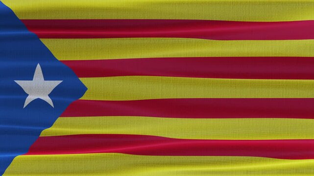 Catalonia flag waving in the wind with high quality fabric texture