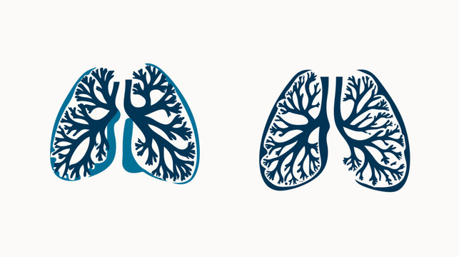 Artistic depiction of human lungs. One lung is in dark teal, the other in lighter teal