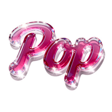 Glossy pop style text with vibrant colors inspired by retro 80s design and neon aesthetics with ransparent background and shadow