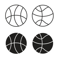 Obraz premium Basketball icon collection in black color. Stroke Lines and flat silhouette style icons