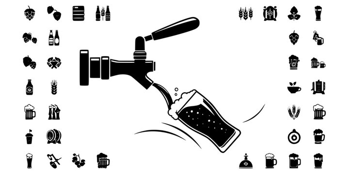 Draft Beer Tap Pouring Pint Silhouette