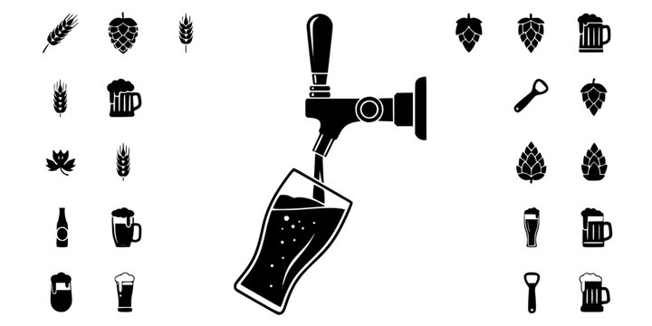 Draft Beer Tap Pouring Pint Silhouette