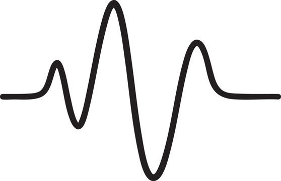Abstract smooth black sound wave form on white background with frequency