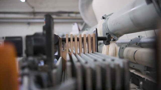  Modern Textile Factory with Workers, Fabric Production, Yarn Machines, and Solar-Powered Energy 