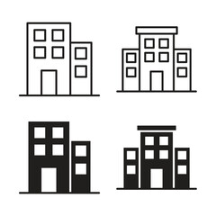 Naklejka premium Building icon in line and glyph style. Flat and stroke icons